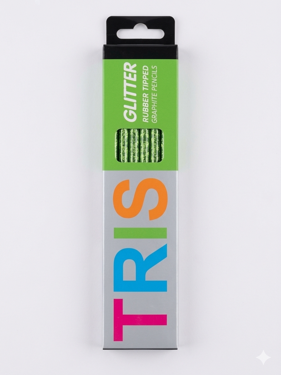 TRIS Glitter Rubber Tipped Graphite Pencils (12 Pcs Pack) - মসৃণ ও আকর্ষণীয় গ্লিটার পেন্সিল সেট