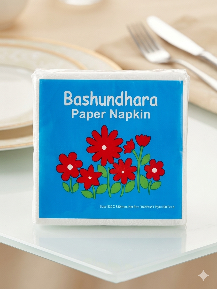 বসুন্ধরা পেপার ন্যাপকিন (Bashundhara Paper Napkin) - ১০০ পিস